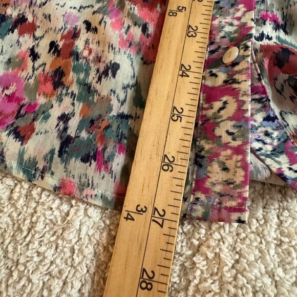 Liverpool Blouse Womens Sz Small Floral Button up chiffon sheer Top long sleeve - Picture 8 of 14